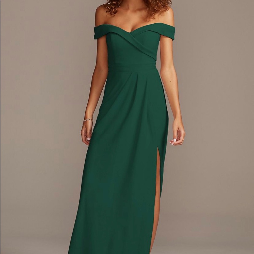 Off-the-Shoulder Stretch Crepe Bridesmaid Dress
